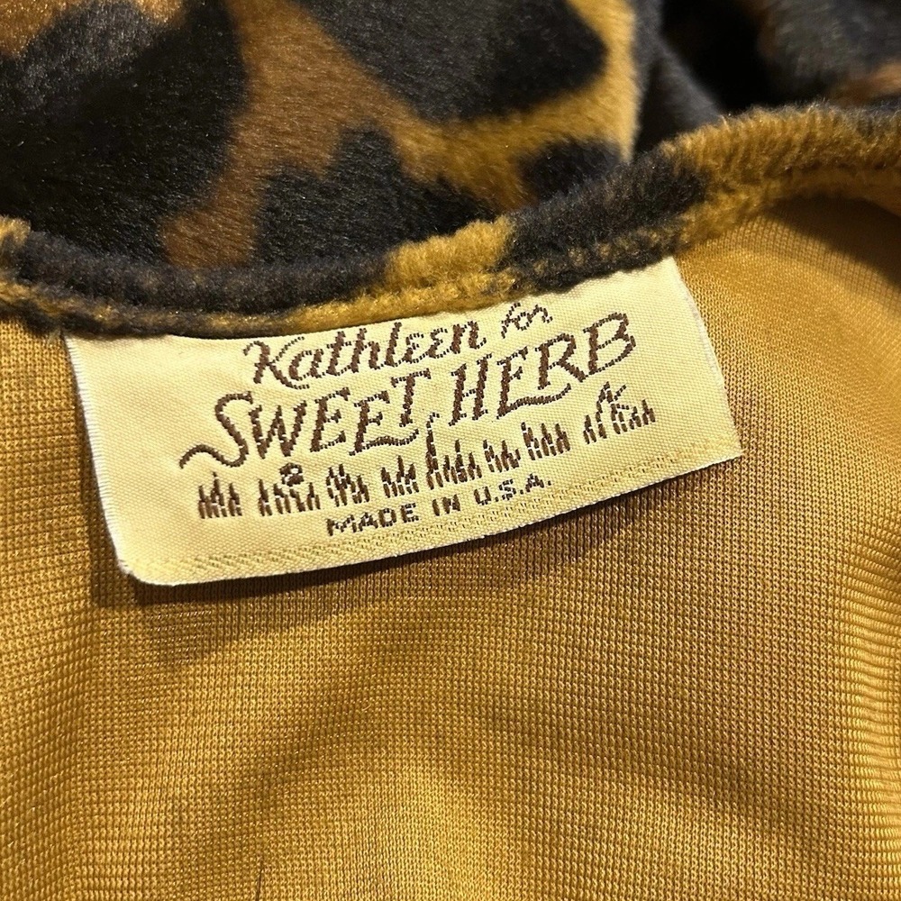Kathleen For Sweet Herb Vintage 1980's Velour Poncho Cape Giraffe One‎ Size - Picture 4 of 5